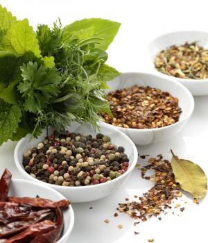 Spices And Herbs On White Background