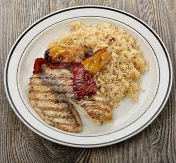 Grilled Tilapia Fillet With Rice And Vegetables
