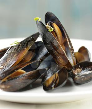 Cooked Mussels With Garlic Sauce