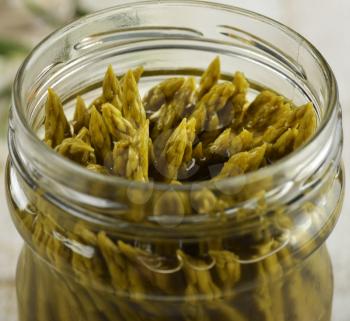 Jar Of Canned Asparagus,Close Up