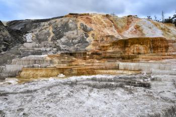Calcite terrace at Mammoth Hot Springs in Yellowstone National Park 