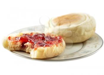 english muffins with jelly , close up shot