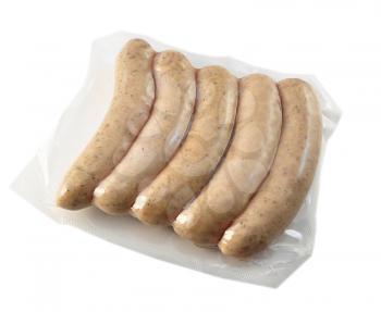 raw sausages in a plastic  package