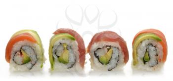 Sushi Rolls ,Close Up On White Background
