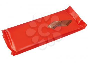 chocolate with red cover on white background