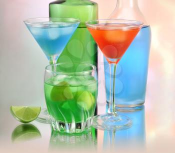 colorful summer cold drinks