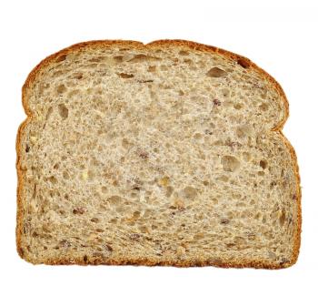 a slice of healthy fresh bread on white background
