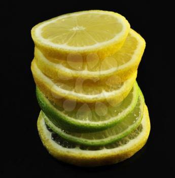 a stock of lime and lemon slices 