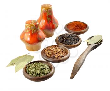 arangement of spices on a white background