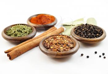 arangement of spices on a white background