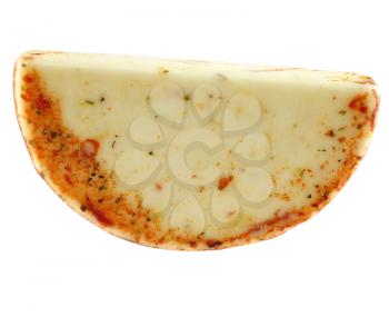 cheese with pepperoni on white background
