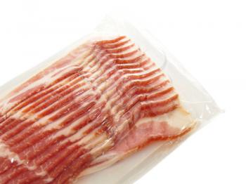 smoked bacon in a plastic package,close up