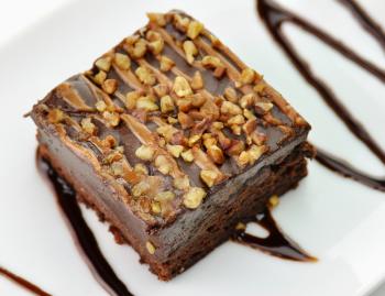 brownie with chocolate sauce