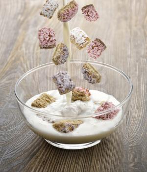 Assortment Of Shredded Wheat Cereal With Milk