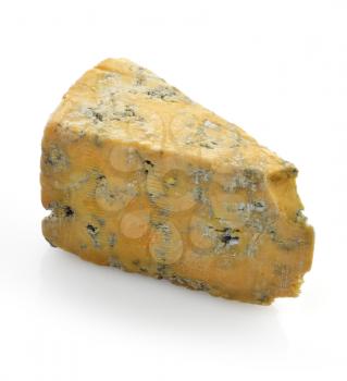 Wedge Of Blue Cheese On White Background