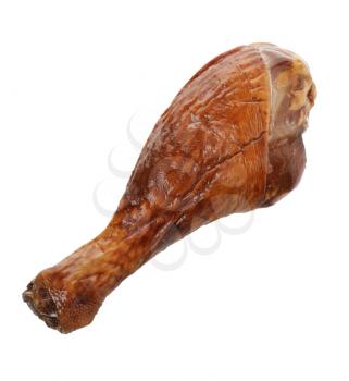 Turkey Smoked Leg Isolated On White