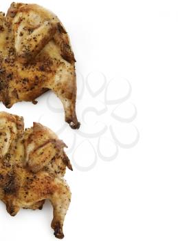 Whole Small Grilled Chicken On White Background