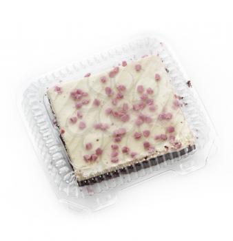 Brownie Bar With Cream Cheese Icing And Pink Chocolate In A Clear Box