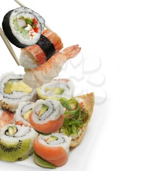 Sushi Assortment  On White Background