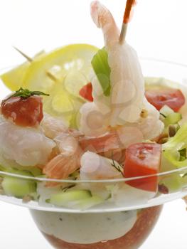 Salad With Shrimps And Fresh Vegetables