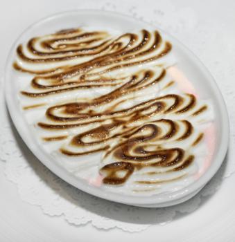 Strawberry And Vanilla Dessert In A White Bowl