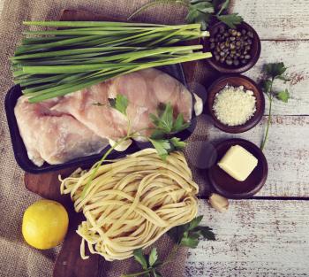 Cooking Ingredients With Chicken Fillets And Pasta