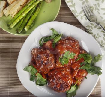 Salisbury Steak Patties With Roasted Asparagus And Potatoes