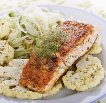 Salmon Fillet with Cauliflower and Fennel Salad
