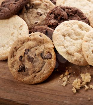 Closeup of a group of assorted cookies.