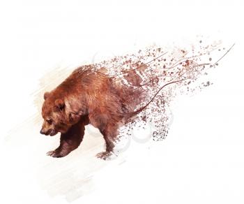 Digital Painting of walking bear