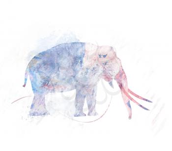Digital Painting of  walking Elephant 
