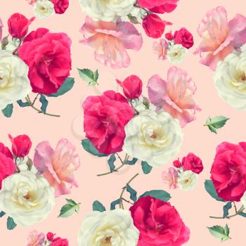 seamless   pattern of rose flowers . Endless texture for your design.
