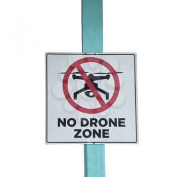 No Drone zone sign isolated on white background