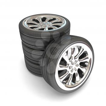 Royalty Free Clipart Image of a Stack of Tires