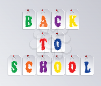Words Back to school over gray. Vector illustration