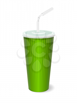 fast food paper cup with tube. vector illustration