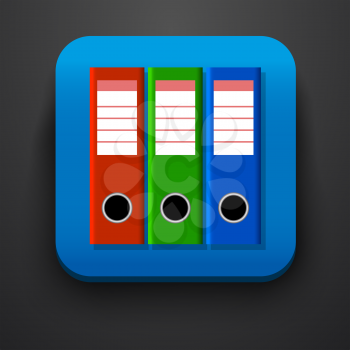 Folder symbol icon on blue. Vector illustration