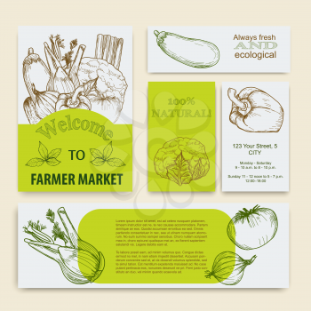 Organic food concept brochure and flyer template. Vector illustration