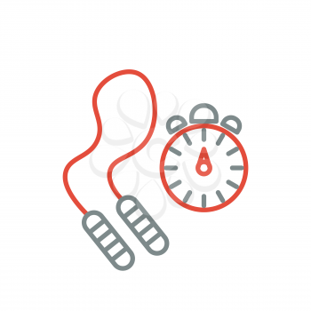 Skipping rope and stopwatch icons. Vector illustration