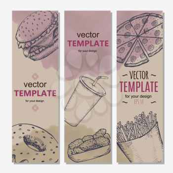 Fast food menu design template hand drawn vector. Illustration