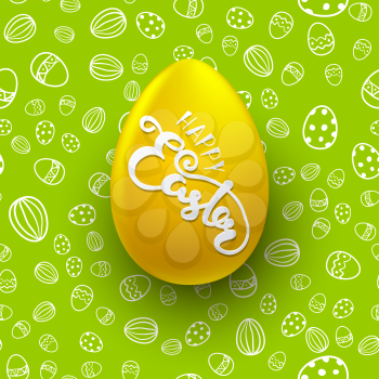 Easter seamless vector pattern with white egg. Holiday background