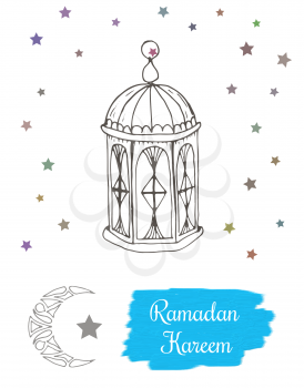 Ramadan kareem concept. Hand drawing vector image