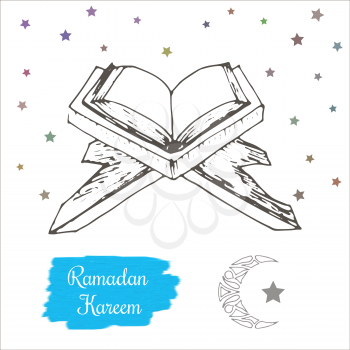 Ramadan kareem concept. Hand drawing vector image