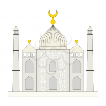 Islamic mosque flat cartoon style. Ramadan kareem