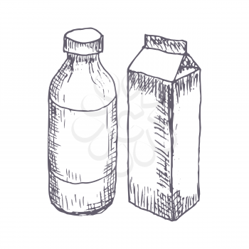 Milk hand drawn vector illustration. Vector template