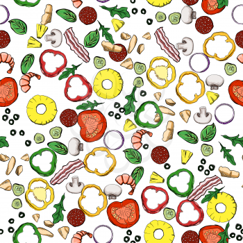 Seamless food ingredients vector pattern. For your design