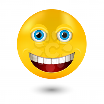 yellow realistic smiley emoticons emoji, vector illustration