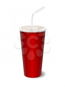 fast food paper cup with tube. vector illustration