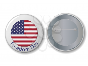 Vector white badge with Freedom Day text. Both sides