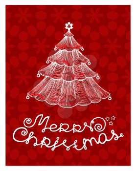 Royalty Free Clipart Image of a Merry Christmas Background With a Tree